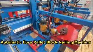 Machine à clouer automatique de blocs de palettes européennes