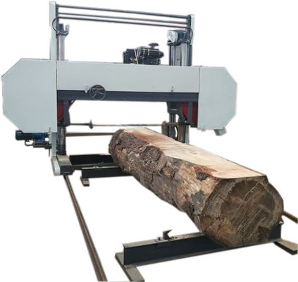 Large Horizontal Diesel Powered Log Cutting Band Sawmill Automatic Operation