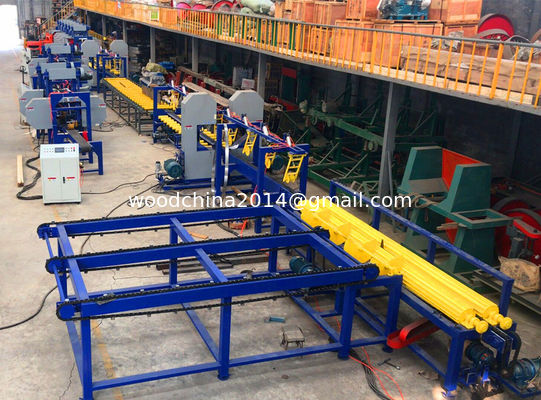 Industrial Timber Sawing Sawmill Machine Twin Blade Double Heads Automatic Sawmill Line