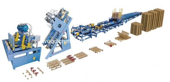 Euro Wood Block Pallet Making Machine 4 Système d'assemblage de clous de palettes à cordes avec emboutissage