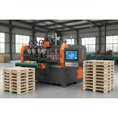 Machine de clôture de palettes à commande informatisée CNC pour palettes en blocs de 1600 mm x 1200 mm avec une capacité de 10 palettes/heure