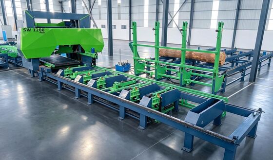 Ligne de scie automatique, scie à bois à bande horizontale CNC, scierie hydraulique SW1200PRO